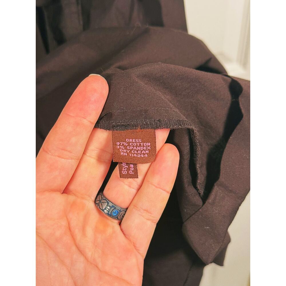 Eliza J Collared Puff Sleeve Dress Size Small Brown Dark Academia Coquette Retro - Picture 10 of 13